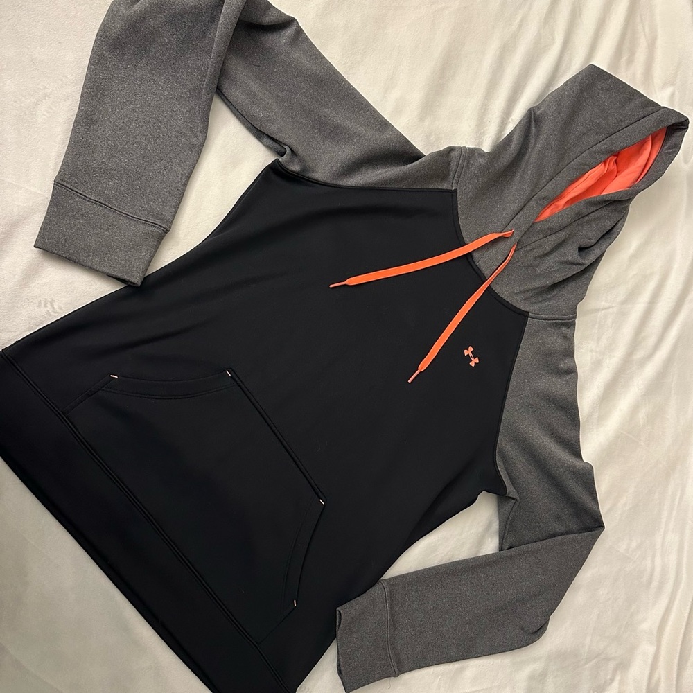 Under Armour Black and Gray Hoodie with Orange Accents